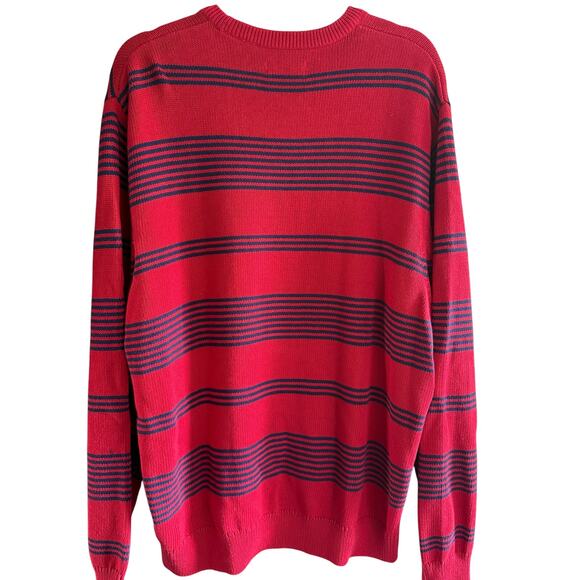 Chaps Men’s Red Navy Striped Cotton Sweater Preppy size XXL - Picture 6 of 6